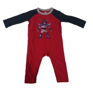 TEA COLLECTION Baby Infant Long Romper One Piece Red Blue Samurai Sz 6-12 Months